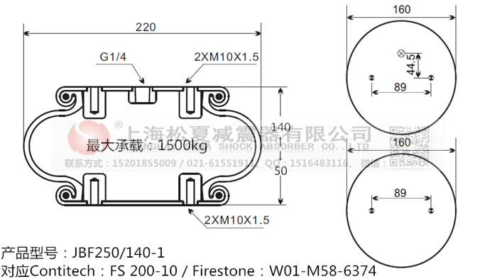 JBF250/140-1橡膠<a href='http://m.brandnew-swimwear.com/' target='_blank'><u>空氣彈簧</u></a>